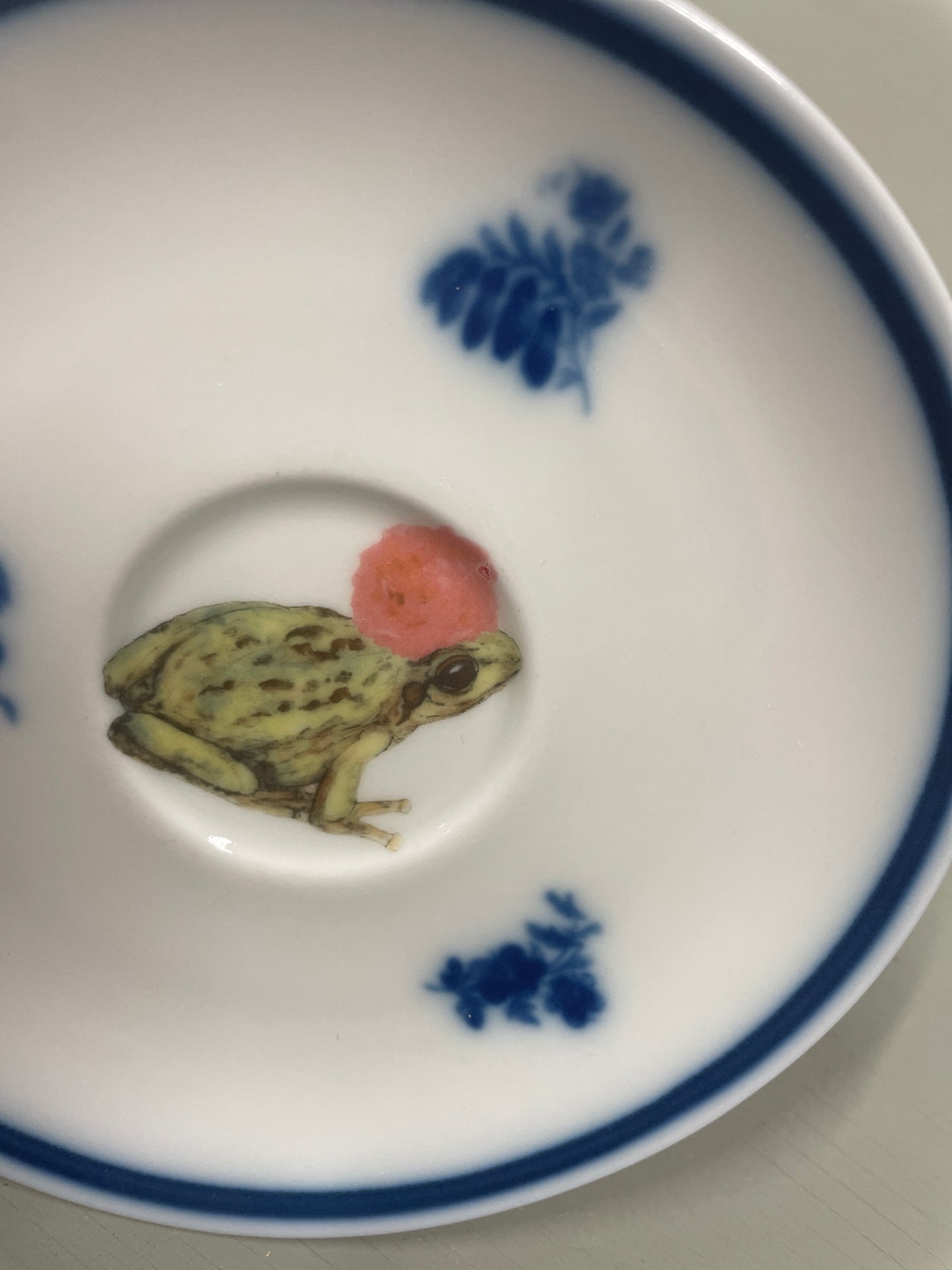 Gepimpt schoteltje - Frog in blue