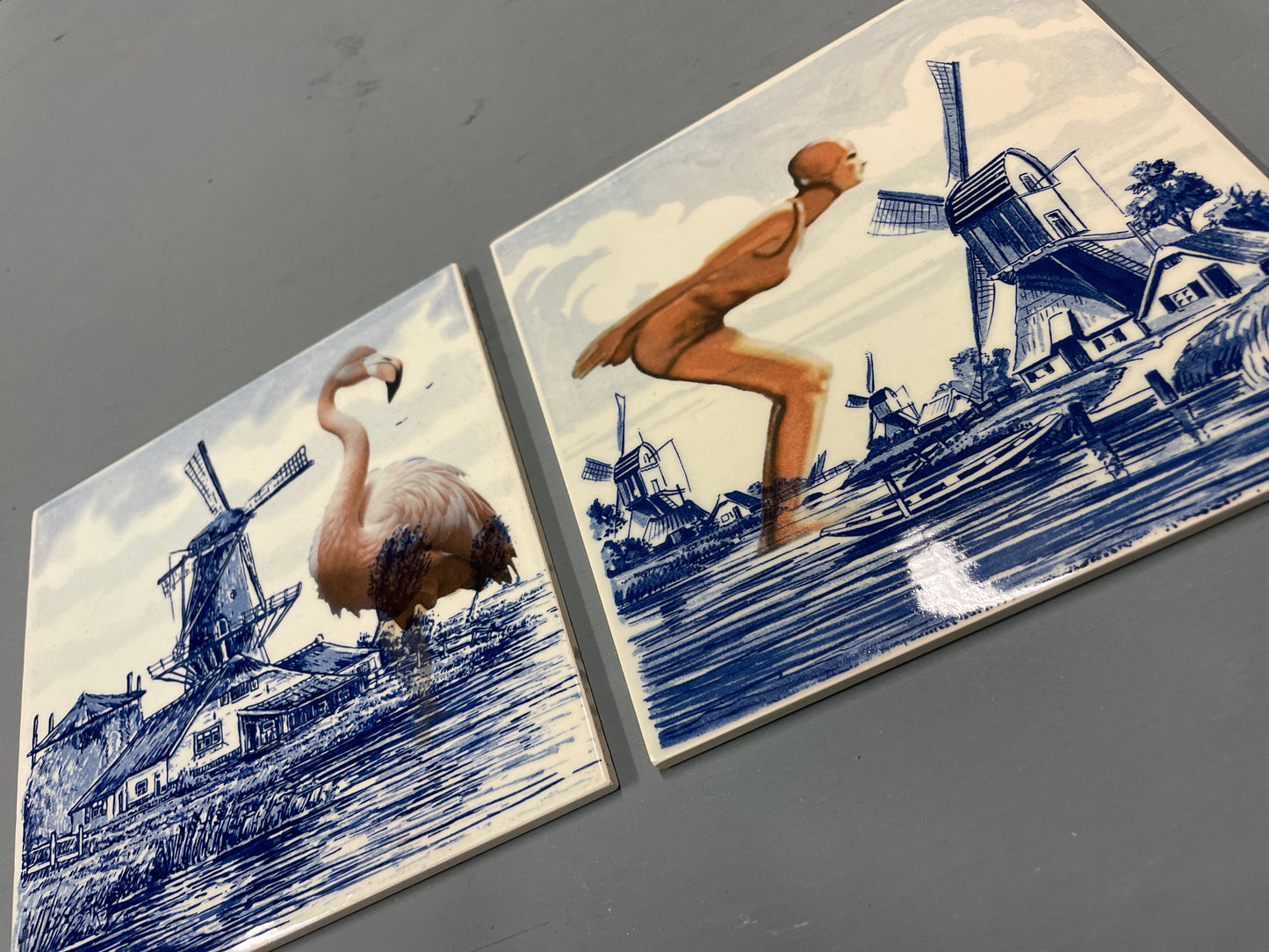 Delfts Blauw gepimpt tegeltje - Tropical Dutch