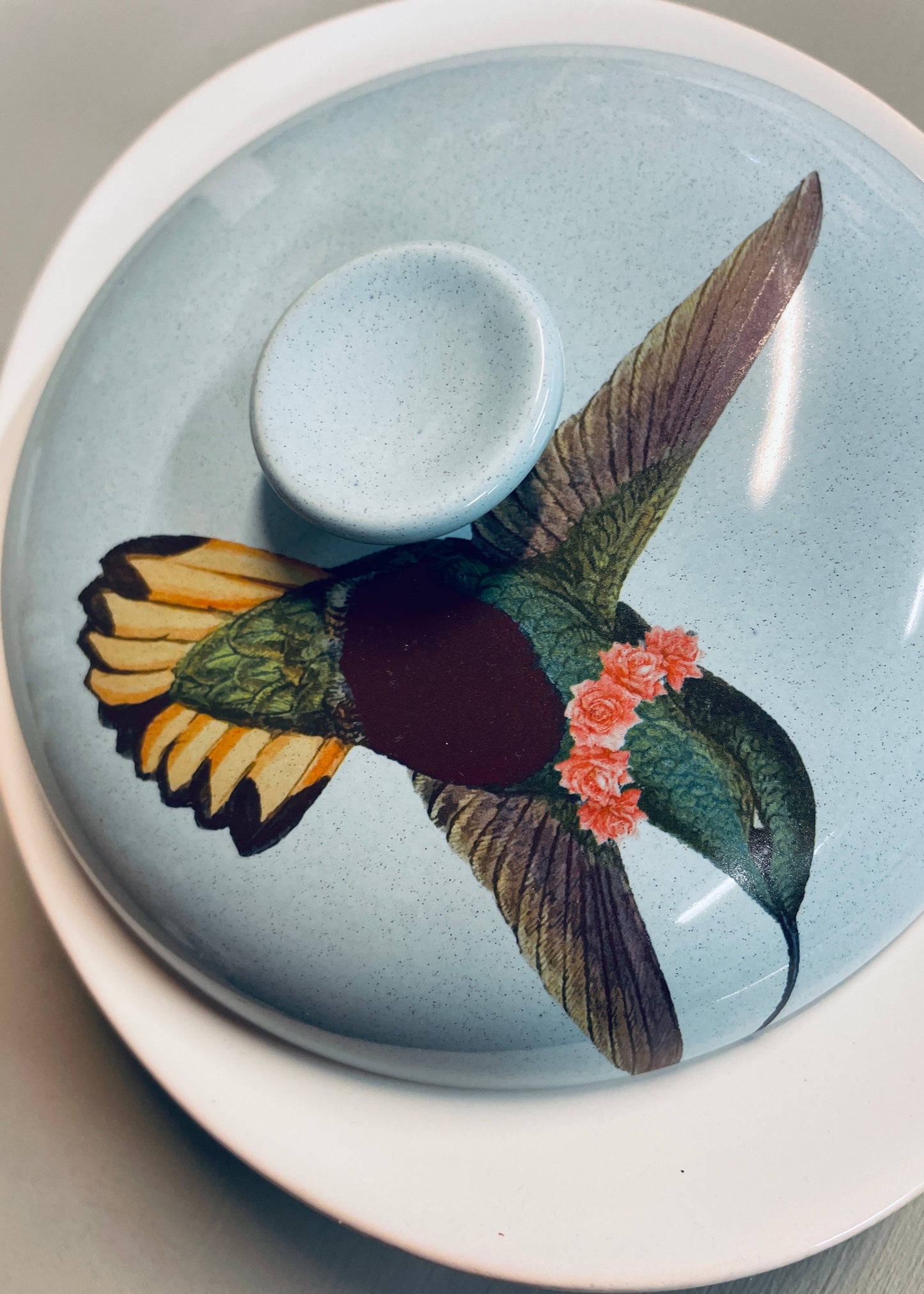 Gepimpt schaaltje - Hummingbird in blue